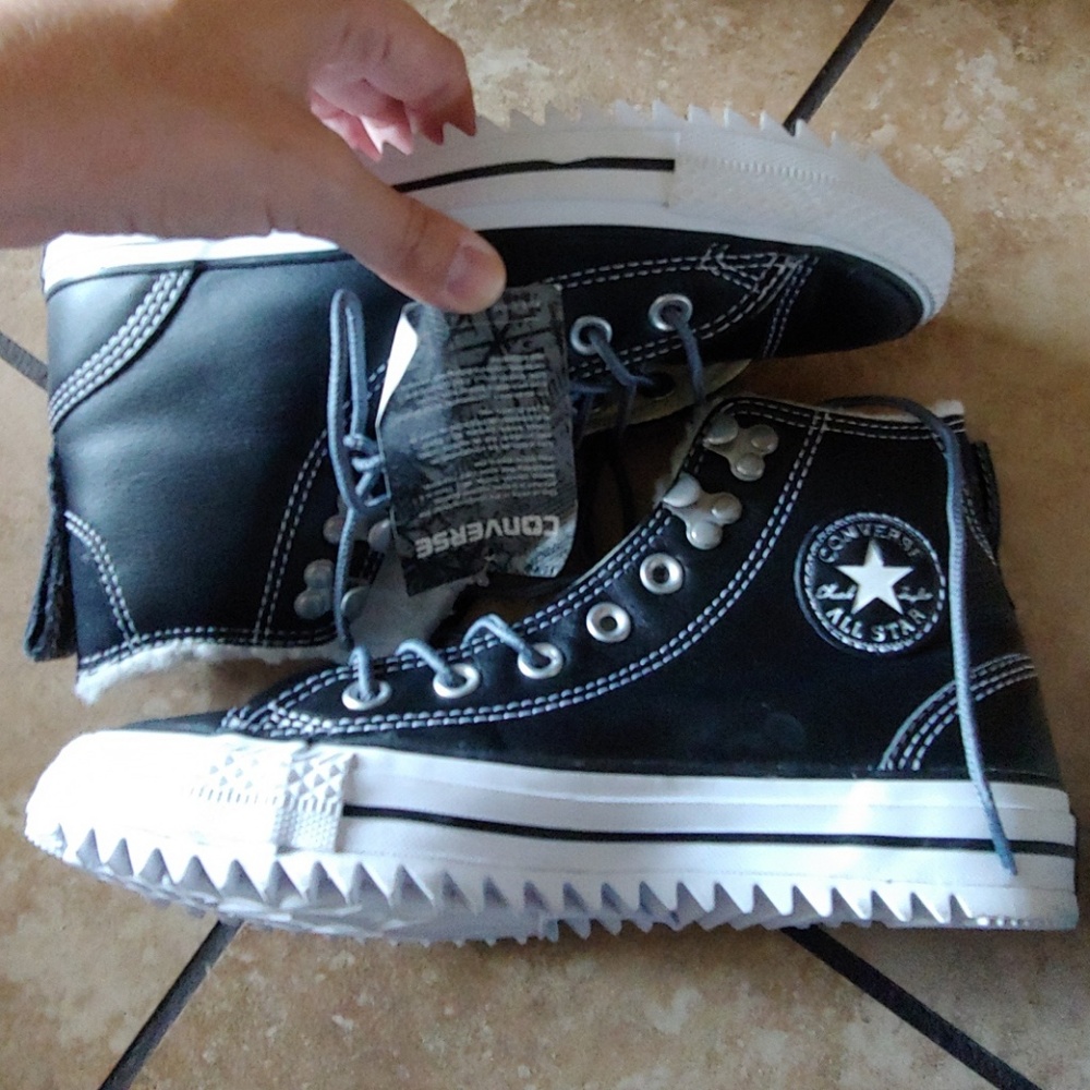 Leather high top converse